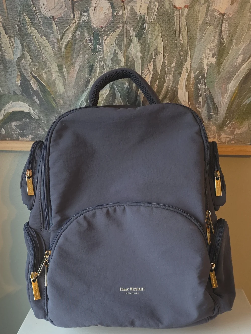 Isaac Mizrahi New York Nylon Travel Backpack | Slate Gray | Excellent Condition